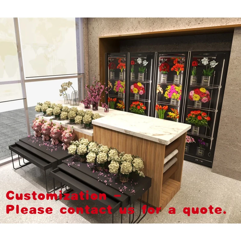 custom.Flower Shop Interior Decoration Solution Customized Flower Shop Display Display Rack Shelves Furniture