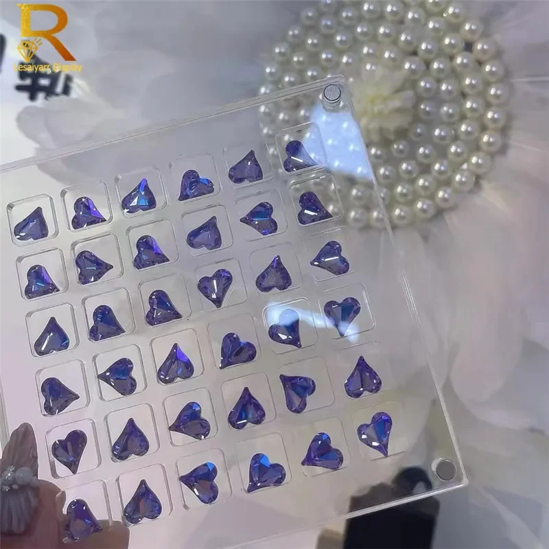36/64/100Grids Acrylic Nail Art Rhinestones Storage Box Square/Round Grids Nail Charms Jewelry Decoration Oraganizar Quality Box
