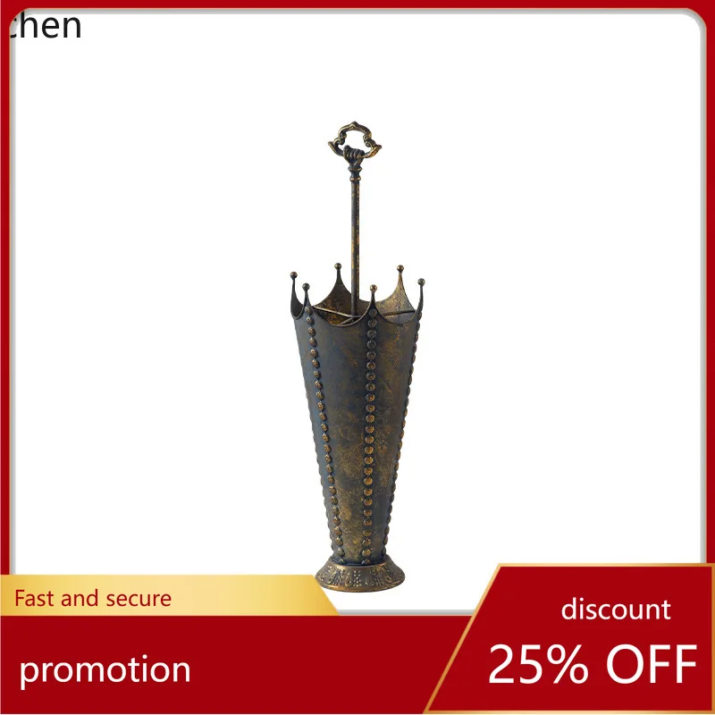 

ZML vintage entrance umbrella storage bucket, iron art with an aged finish, umbrella for store entrance, rain gear storage craft