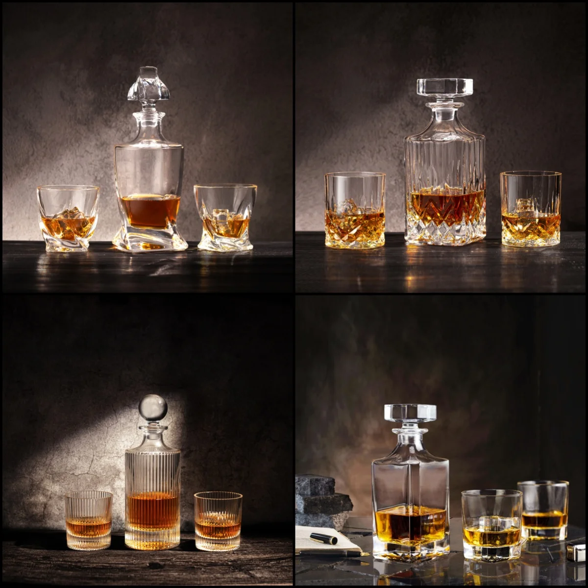 

3pcs Elegant Whiskey Decanter Gift Box Wine Bottle Set 1 Decanter with 2 Glasses Suitable for Whiskey Vodka Brandy Men's Gift