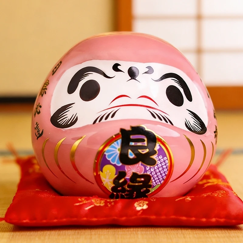 4.5 inch Maneki Neko Daruma Ornament Ceramic Fortune Cat Statue Home Decorative Gift Feng Shui Piggy Bank