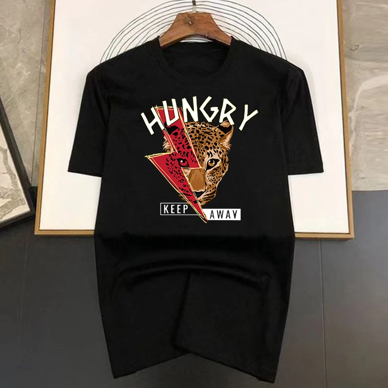 Luxury Hngry Keep Away Print T-shirts Summer Men's Tshirt O-Neck Short Sleeve 100% Cotton Street Fashion Casual Top Women's Y2K