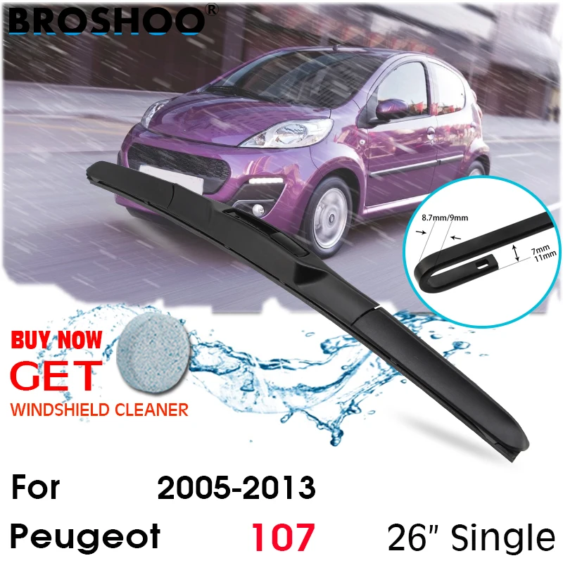 

Car Wiper Blade Front Window Windscreen Windshield Wipers Blades J hook Auto Accessories For Peugeot 107 26"single 2005-2013