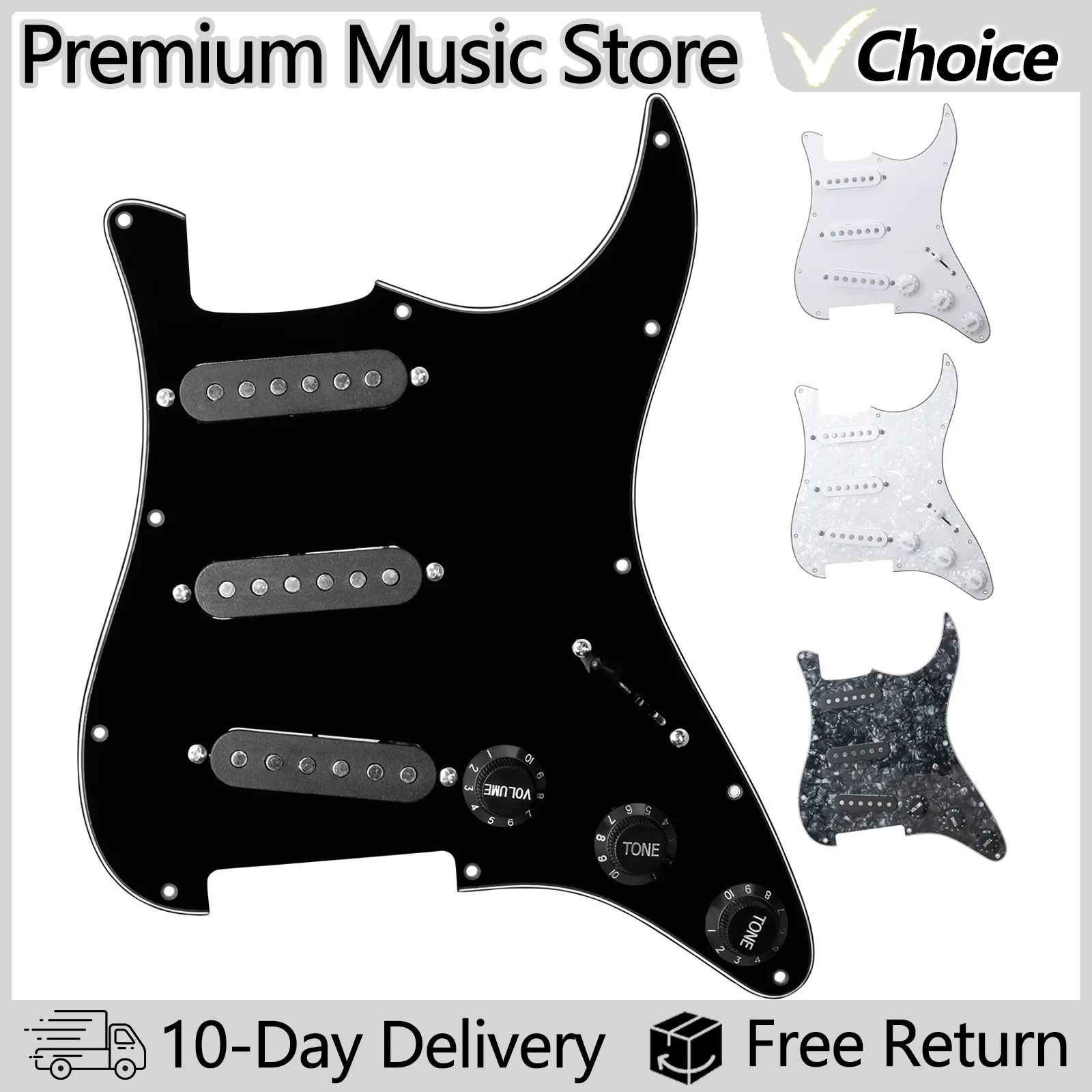 Electric Guitar Pickguard Pickups Loaded Prewired Black 11 Hole Single Coil Pickguard Pickups Parts for FD ST Style Guitar