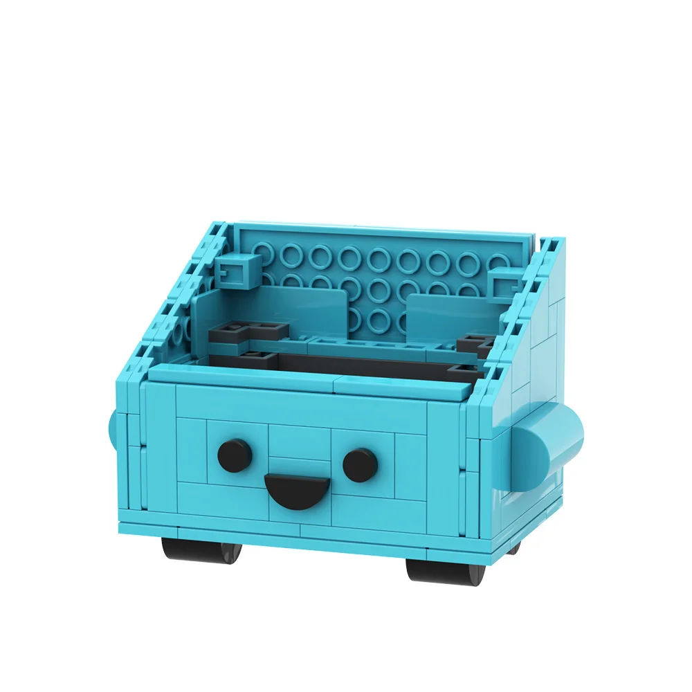 MOC Dumpster Fire Bricks Blue Dumpster Home Decorate Building Blocks Model Creativity Assembly Toys Aldults DIY Birthday Gifts
