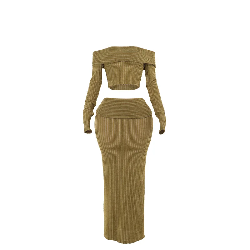 Mulheres saia longa 2 pçs define sexy sem alças tubo colheita topo bodycon maxi saias y2k duas peças roupa outono roupas festa clube wear
