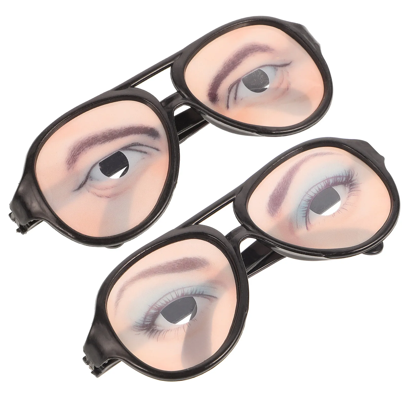 

2Pcs Funny Glasses Big Frame Cool Fashionable Style with Blue Eye Shadow Lightweight Prank Eyewear for Halloween Cosplay