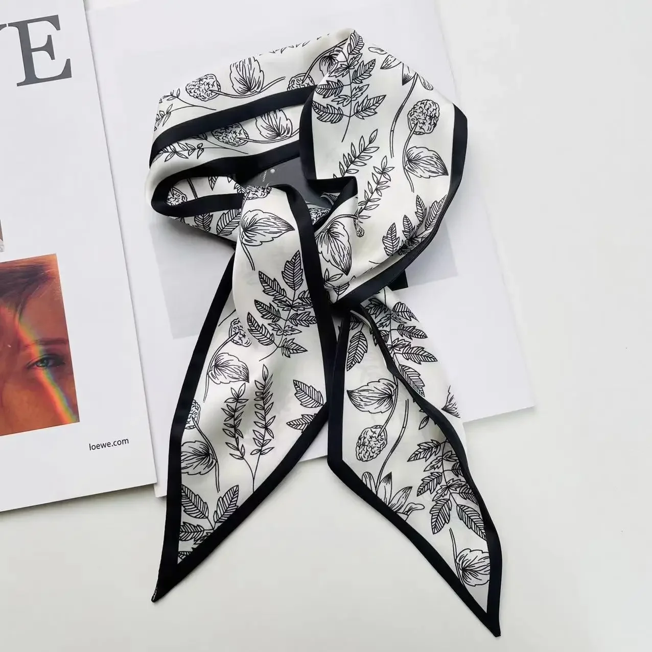 Hot sales Women Scarf lady Wraps Elegant Floral Dot Spring Summer silk scarves square Head Neck Hair Tie Band Neckerchief skinny