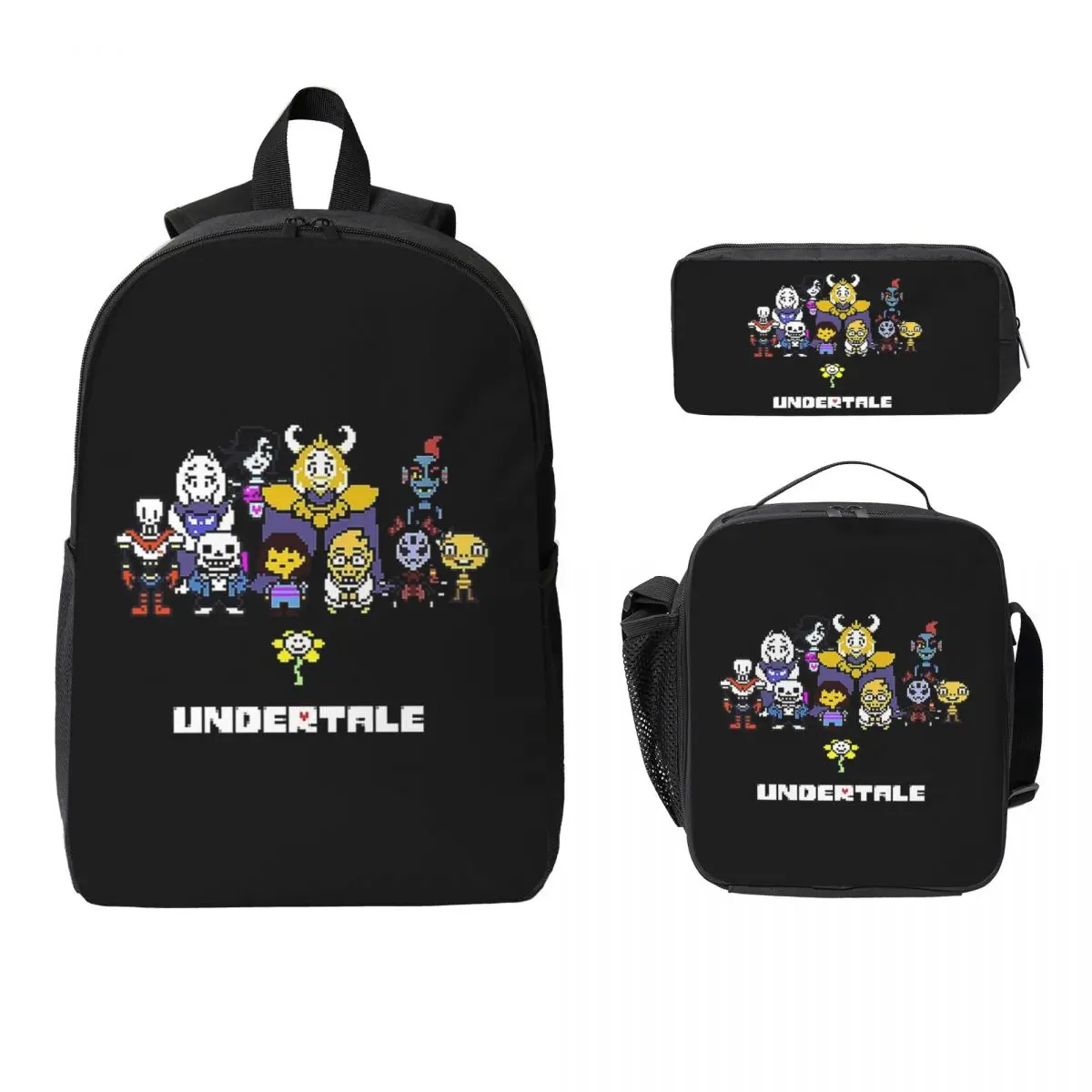 

Undertale Gamer Gaming Backpack Student BookBag School Bag Computer Shoulder Bags 3ps Insulated Lunch Bag Pencil Case