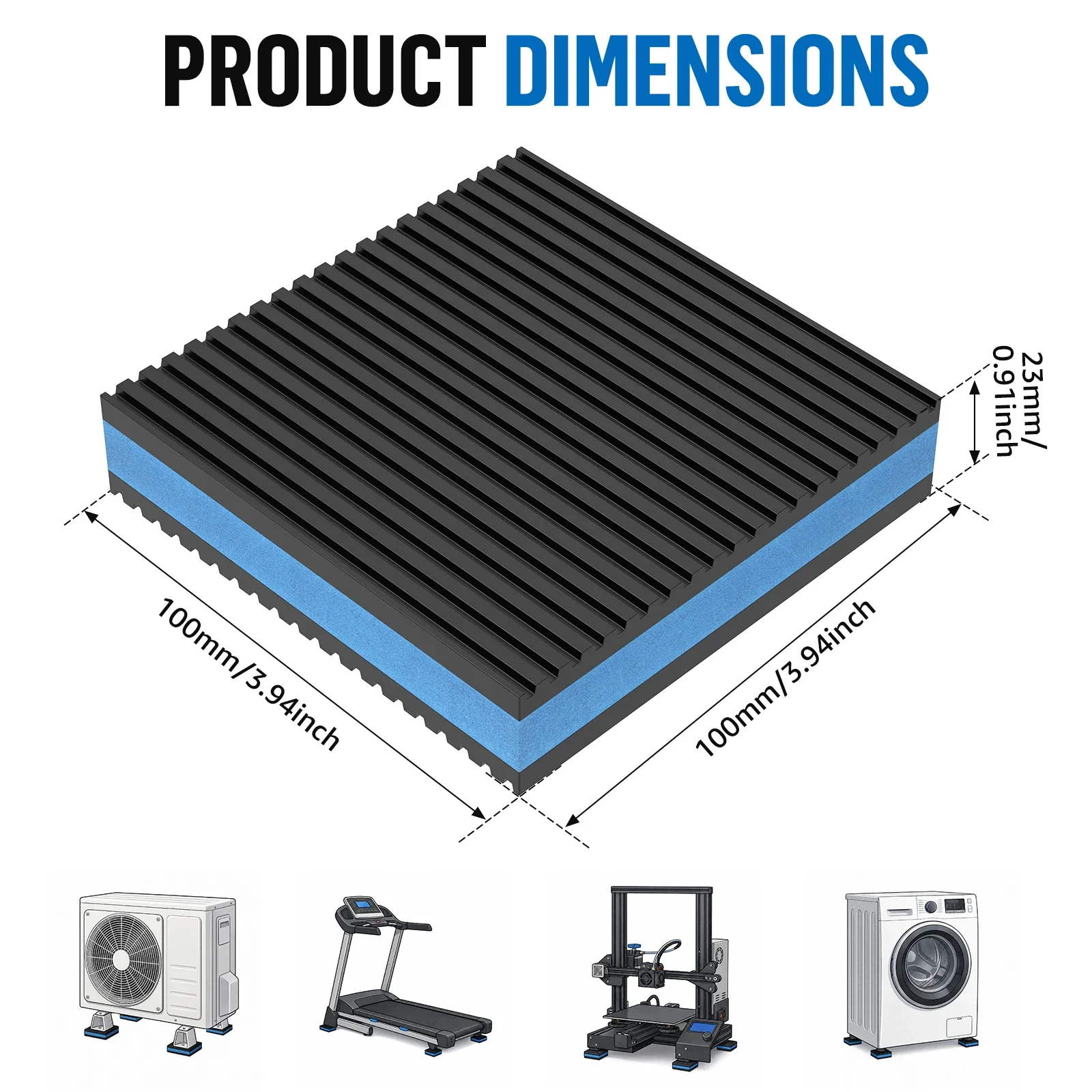 Anti Vibration Pads Heavy Duty Rubber EVA Foam Shock Absorbing Mat For Washing Machine Air Conditioner Treadmill Noise Reduce
