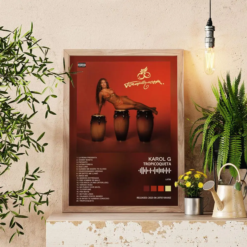 Karol G Tropicoqueta Poster Self-adhesive Art Waterproof Paper Sticker Coffee House Bar Room
