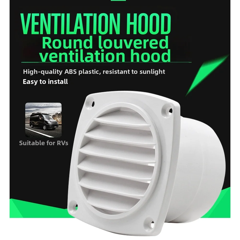 Round ABS Plastic Louver Ventilation Cover For RV Boat Cabin White Black 69.5mm Ducting Fitting Size