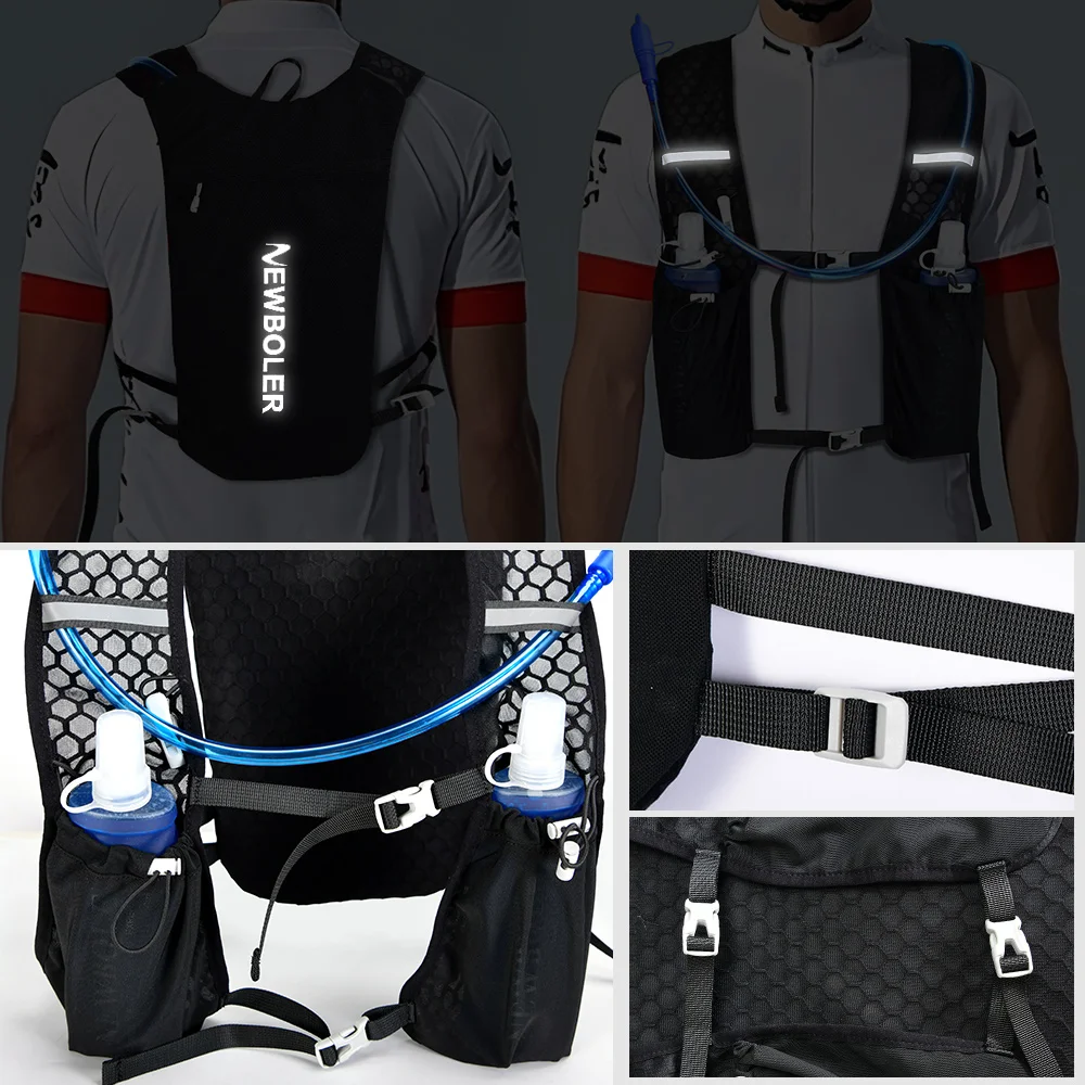 NEWBOLER Atmungsaktive Trinkweste, Trailrunning-Rucksäcke, leicht, Radfahren, Laufen, Joggen, Marathon-Rucksack, Reiten, Klettern – Detail 8