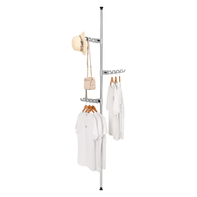 Telescopic Drying Rack for Ceiling Coat and Hat, Simple Floor Hanger for Bedroom