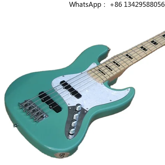 Flyoung Factory Light Green Electric Bass Guitar 5 Strings Bass J Bass