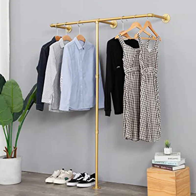 

Cross-border special industrial style retro clothing display rack Floor-to-ceiling clothing shelf Wall hanging wall water pipe h