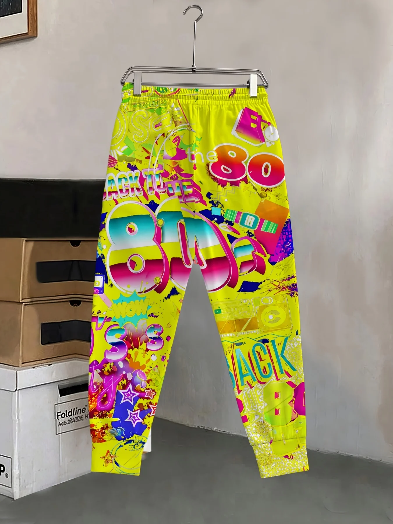Neuheiten: Trendige 80er-Jahre Retro-Nostalgie-Print Unisex-Jogginghose mit geradem Bein, Hip-Hop-Sweatpants für Party, Alltag und Street-Style – Detail 6