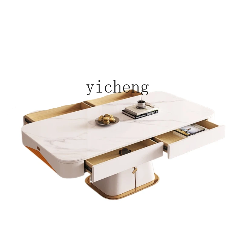 

Tqh Simple and Light Luxury Multi-Function Lifting Stone Plate Coffee Table Intelligent Integrated Electric Tea Table