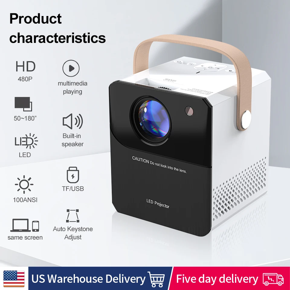 

Hd Outdoor Projector Mini Projector portable supports 480P with stylish design for home entertainment