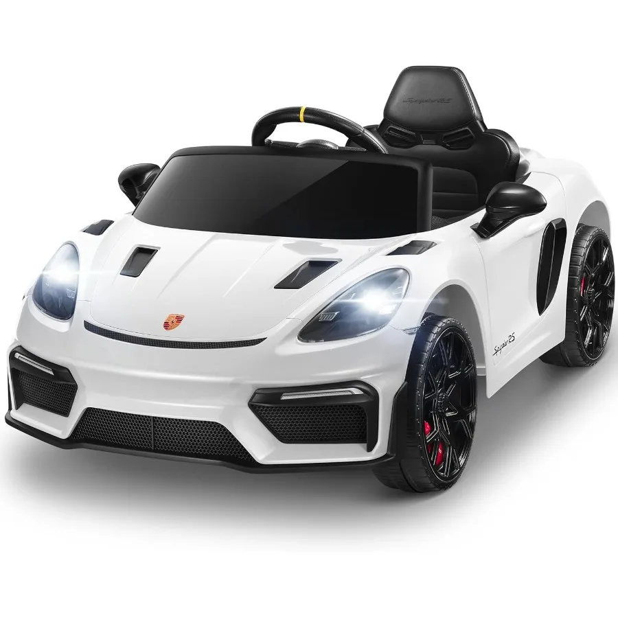 รถยนต์ไฟฟ้าสำหรับเด็กแบบมีใบอนุญาต พร้อมรีโมทคอนโทรล ของเล่นขี่ได้ 12 โวลต์สำหรับเด็กเล็ก รถยนต์ไฟฟ้าพร้อมล้อพ่วง