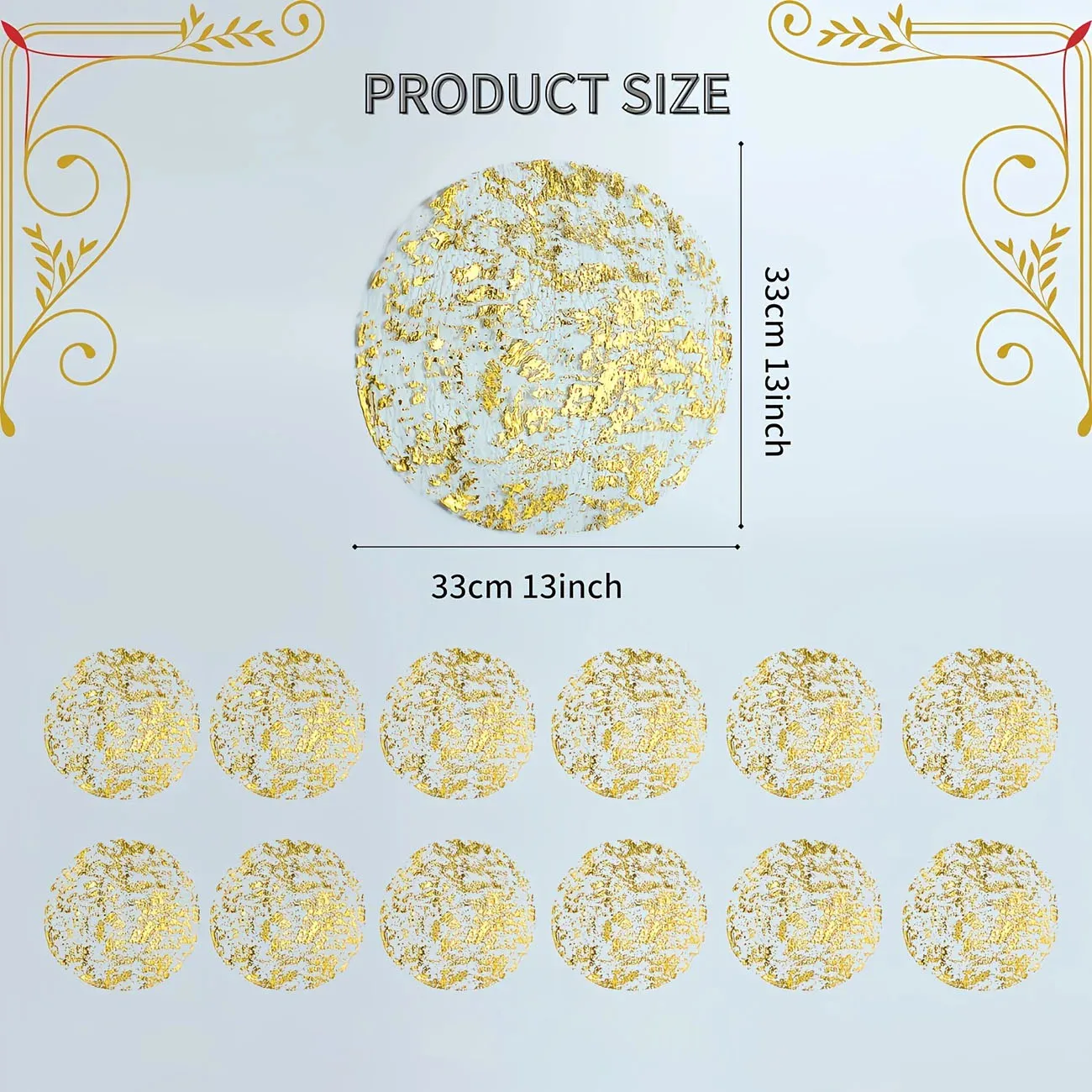 10-Pack Metallic Gold Round Table Mats - Heat-Resistant Placemats for Dining, Tea Time & Special Occasions, Elegant Table