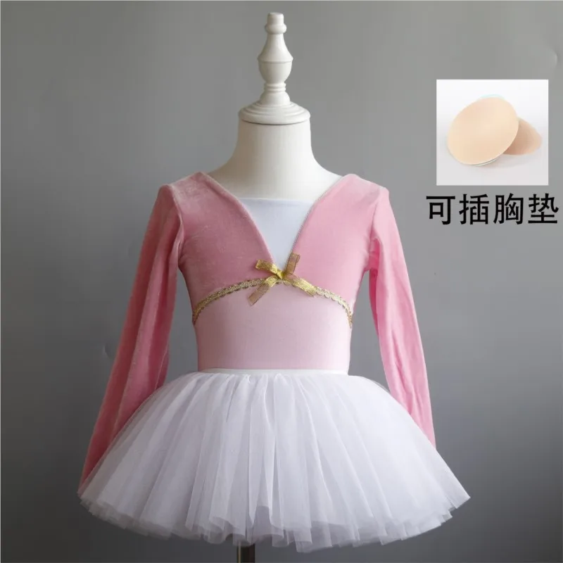 girls velvet dance Costumes training uniform autumn Gymnastics Ballet Dance Leotard Bodysuit Kids Ballet Performance Dress