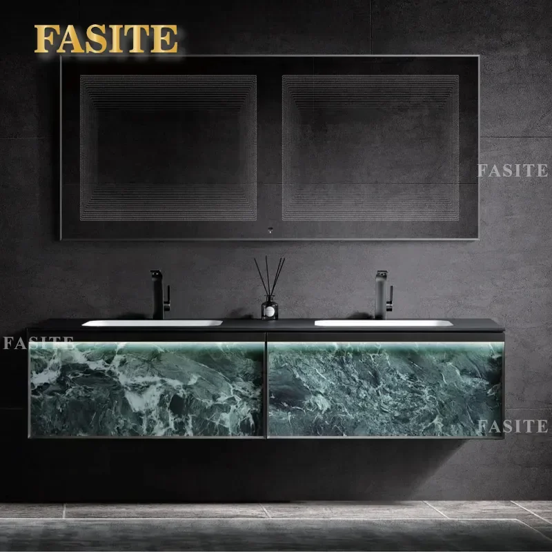 For Seamless Splicing Rock Slab Basin Modern Fashionable Bathroom Cabinet Washstand Combination