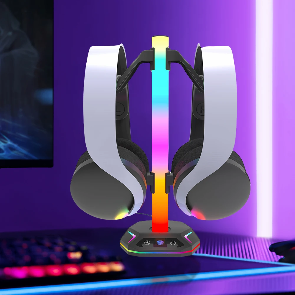 Dudukan Headset Gaming RGB, dengan USB dan Tipe C pengisian daya beberapa mode cahaya dan port Data untuk pengontrol dan Headphone