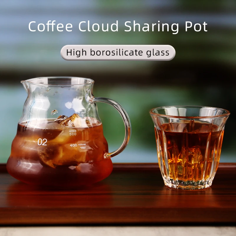 Heat Resistant Borosilicate Glass Hand Drip Coffee Pot Carafe Share Pot Pour Over Coffee Server Drip Coffee Pot