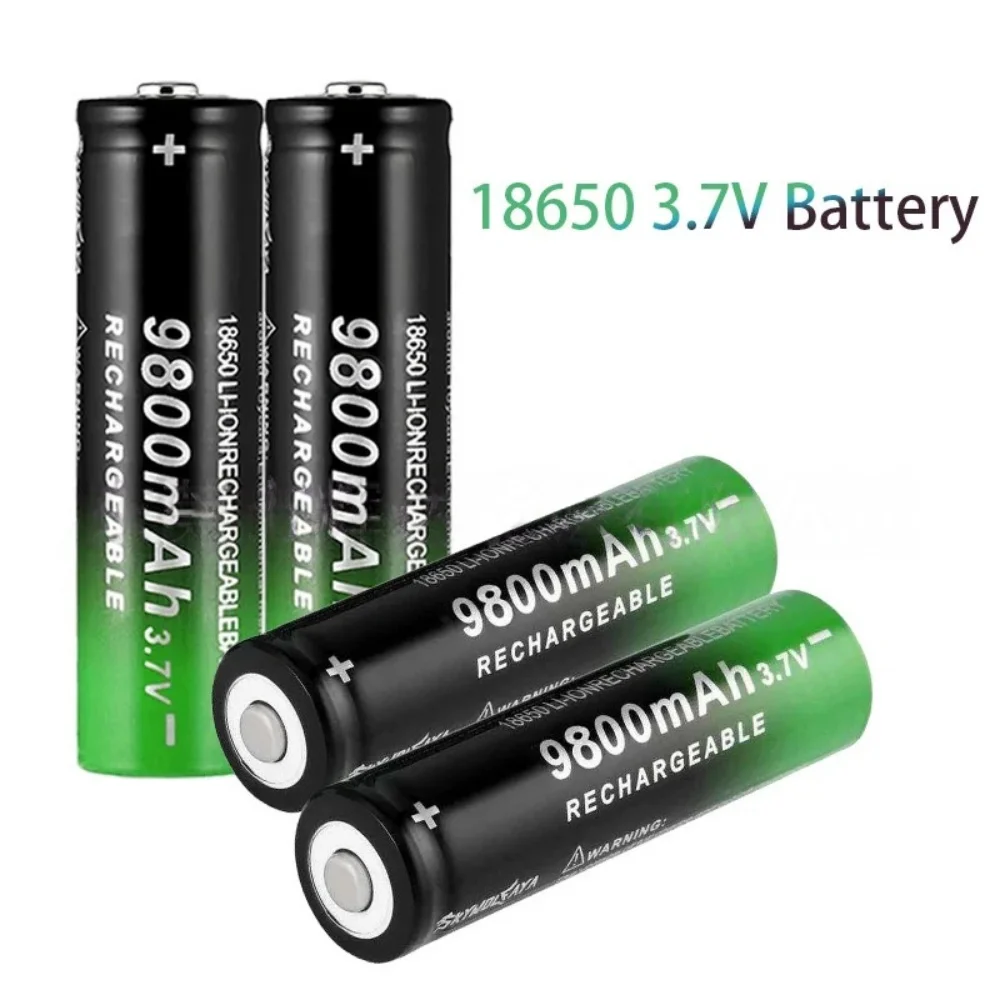 100% original 18650 lithium-ion battery 9800mAh rechargeable 3.7V, used for LED flashlights, flashlights or electronic devices