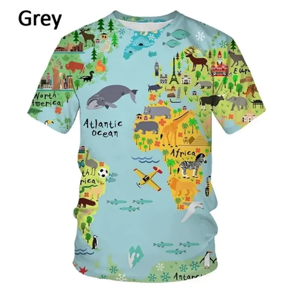 Summer Fun World Map 3D Print Sprots Breatha Quick-Dry Men's Plus-size T-Shirt Outdoor Leisure Street Y2K  Parent-child Clothing