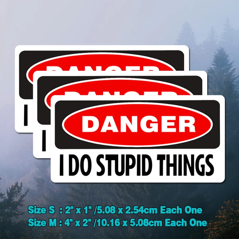 3Pcs Danger I Do Things Vinyl Decal, Funny Sticker for Hard Hat Helmet Car Exterior Decoration