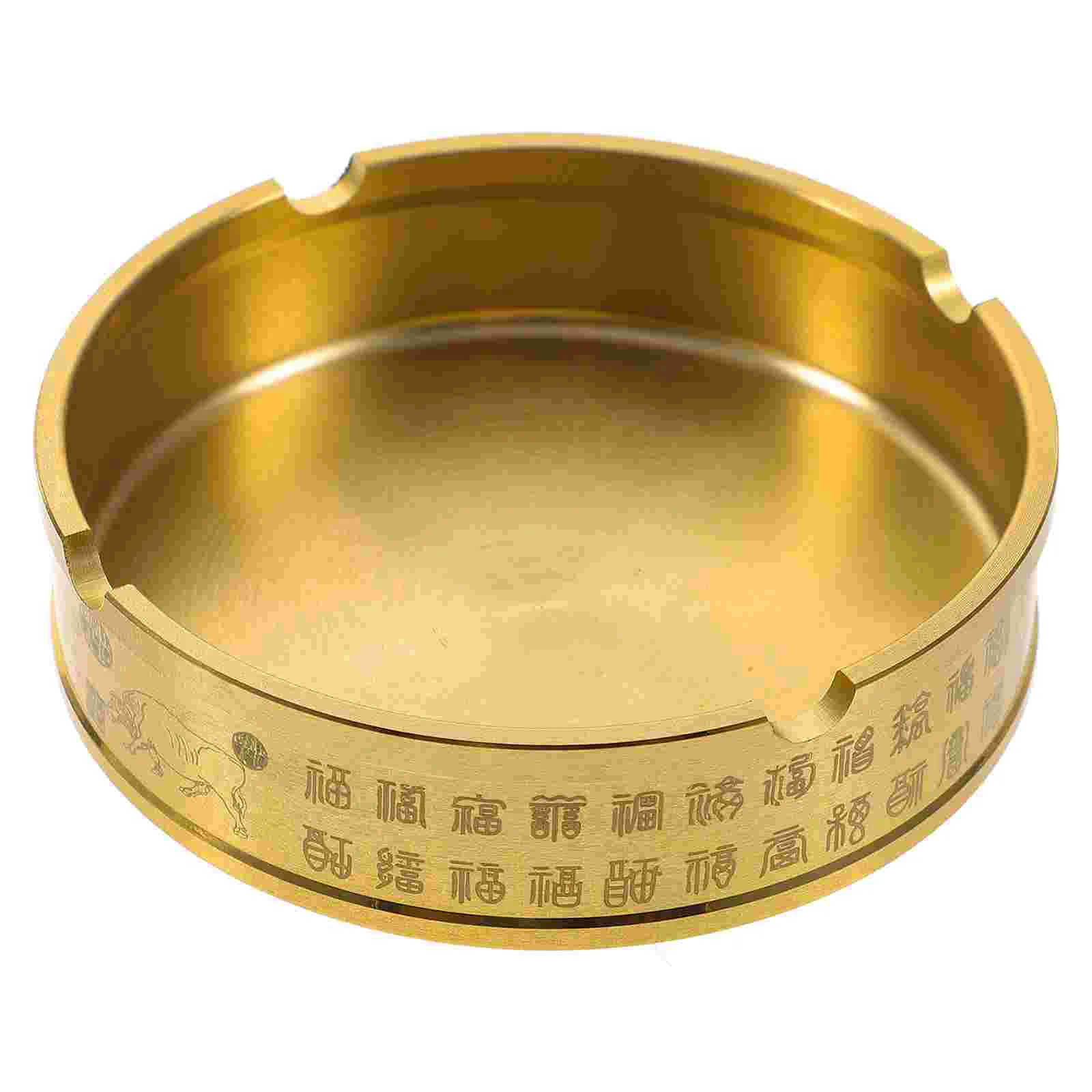 Ashtray Desktop Holder Vintage Home Brass Simple Household Metal Office Butt Container Tabletop