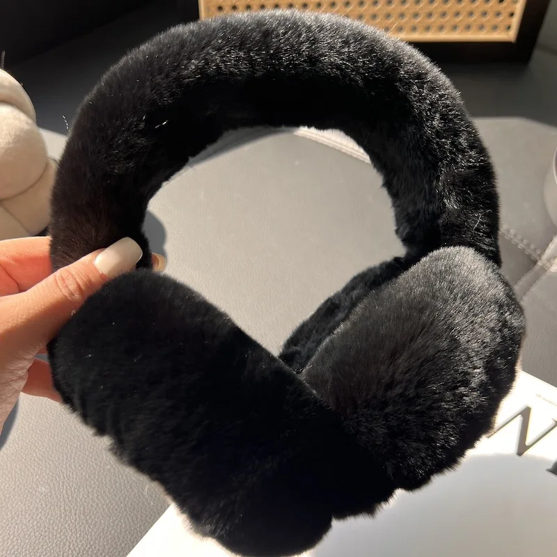 Women's Winter Earmuff Real Shearing Sheep Fur Ear Protector Cute Ear Warmer Foldable Warm Ear Cover for Cold Weather