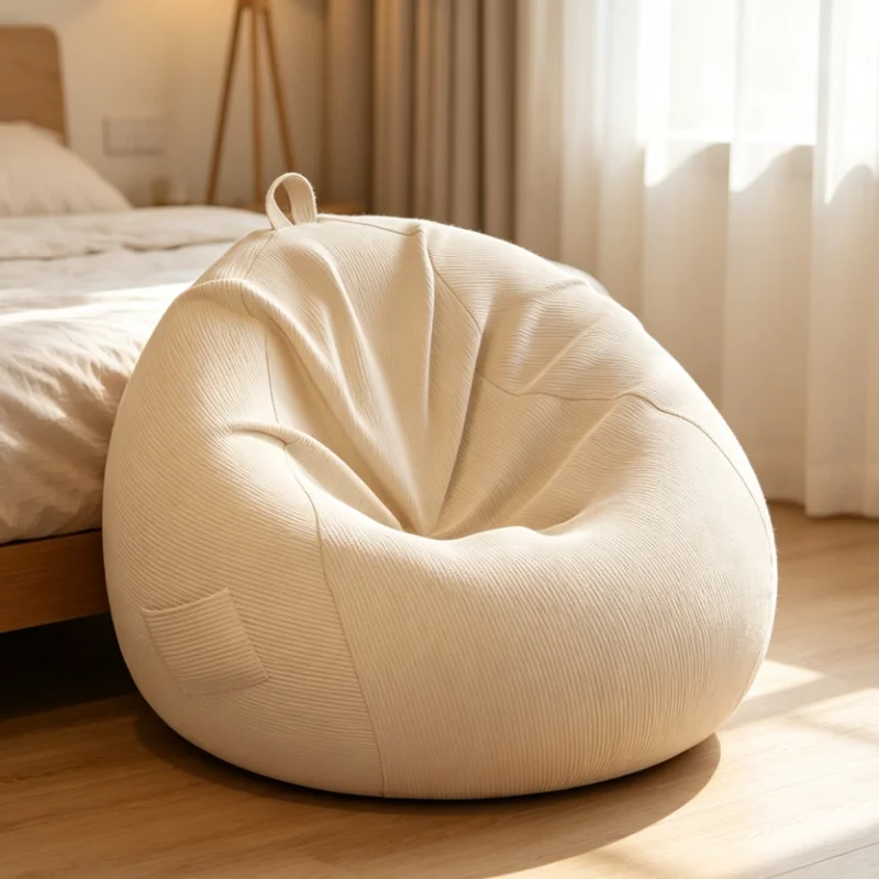 Corduroy Bean Bag Chair With Pocket Soft Plush Floor Sofa Lounger With Handle Comfortable Lazy Seat For Living Room Bedroom