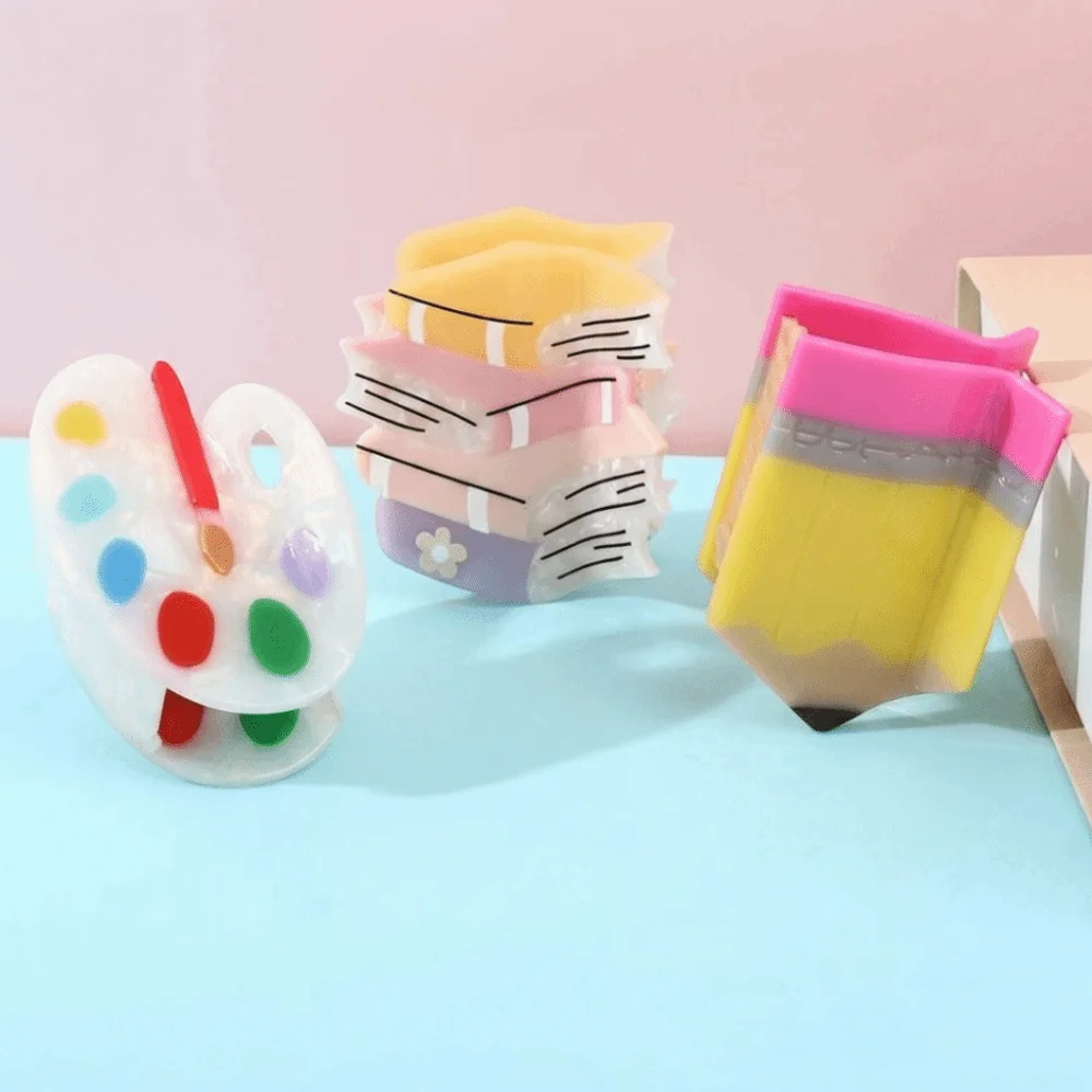 

Convenient Funny Book Hair Claw Non-slip Cute Palette Shark Clip Fashion Comfortable To Wear Geometry Acetate Hair Clip Girls