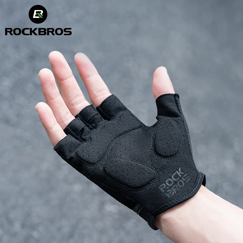 ROCKBROS guanti da ciclismo mezze dita antiscivolo Anti-sudore Anti Shock MTB guanti da bici da strada guanti da pesca Fitness ad alta elasticità