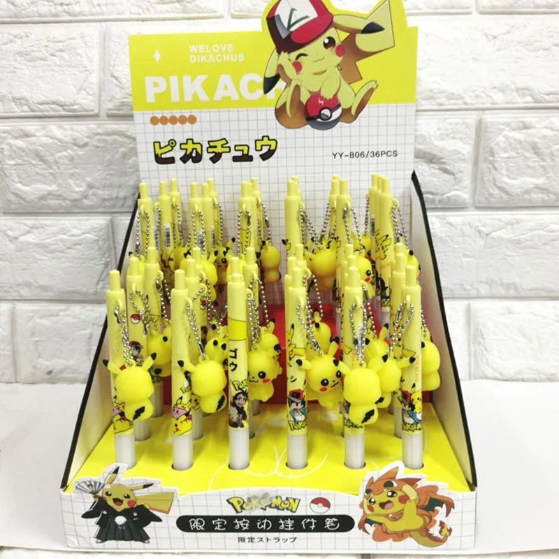 

24pcs/lot Kawaii Pokemon Pendant Gel Pen Cute 0.5mm Black Ink Neutral Pens Promotional Gift Office School Supplies