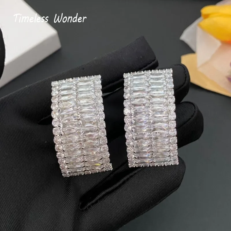 

Timeless Wonder Fancy Crystal XL Geo Clip on Earrings for Women Designer Jewelry Runway Rare Luxury Trendy Top Gift Mix 2234