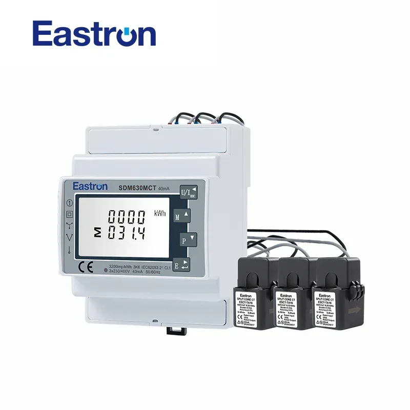 Eastron SDM630MCT 40mA MID Energy Meter for Single and Three Phase Electrical Systems, Bi-directional Power Quality Meter