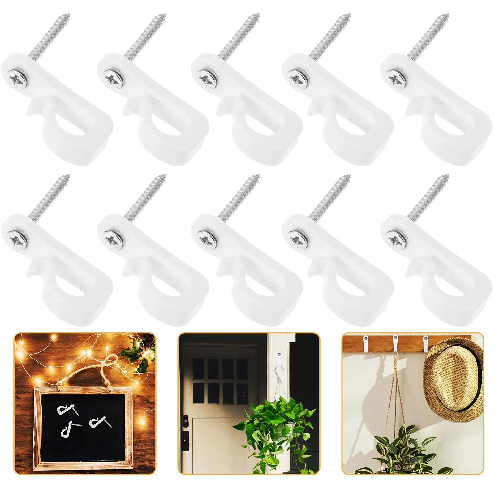 

20 Sets Screw-in Hook Hanging Hooks Outdoor Patio Light Clips Christmas Screws Strip