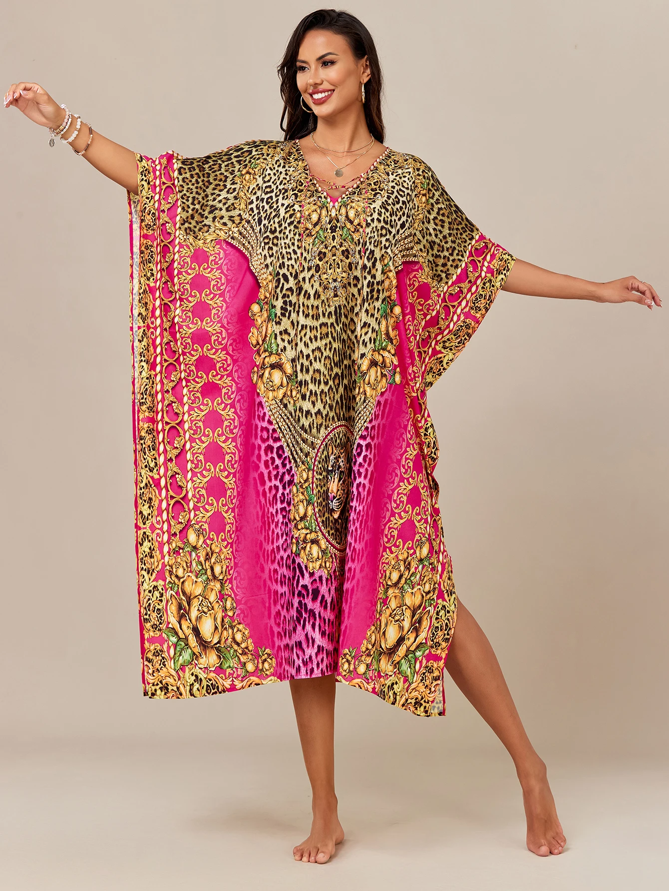 فساتين قفطان نسائية، طباعة ملونة قفطان السيدة روبر، فساتين الشاطئ لتغطية بدلة السباحة