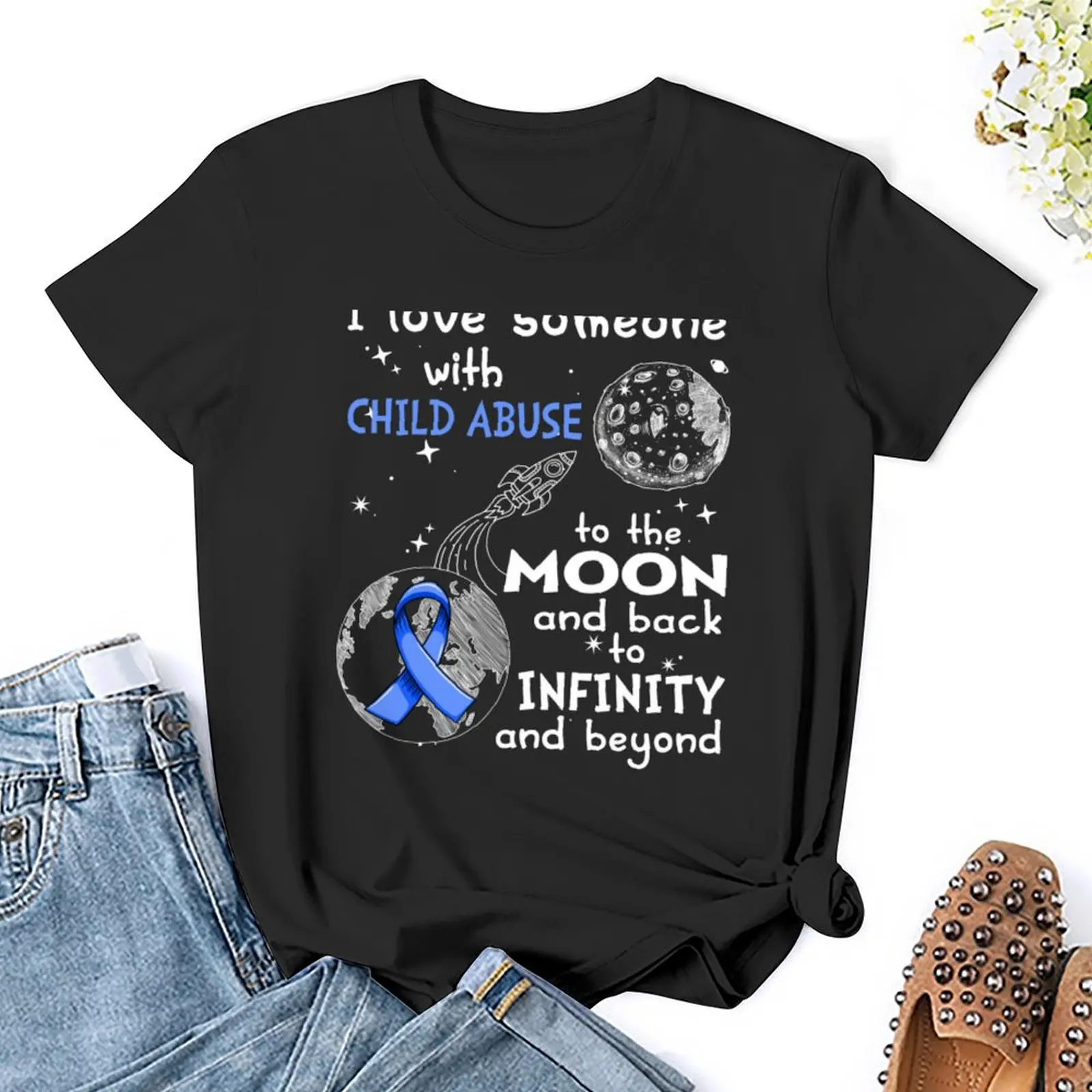 I Love Someone With Child Abuse To The Moon And Back T-Shirt summer top tees Short sleeve tee Women's summer blouses 2024