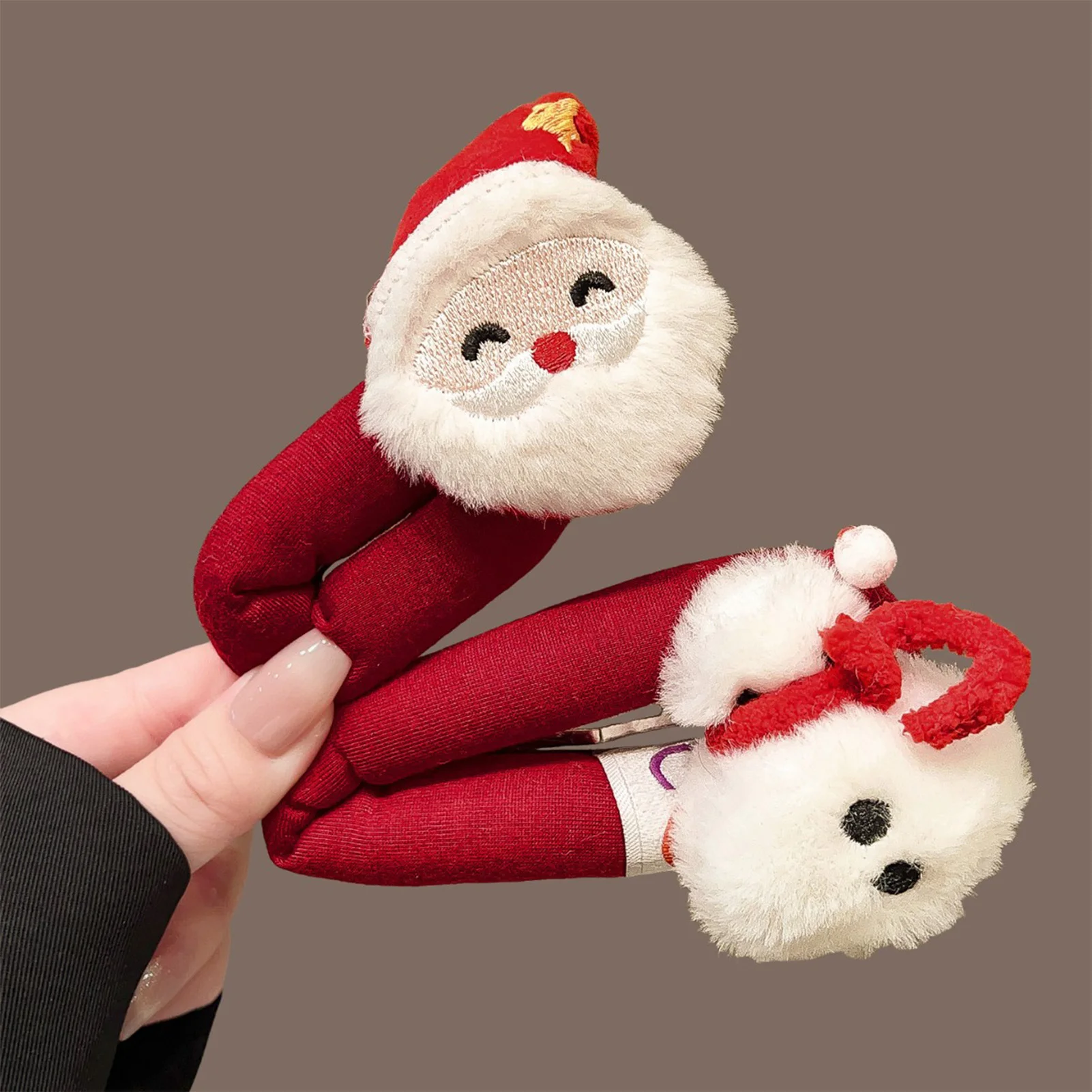 مشبك شعر سانتا كلوز مقاس كبير إكسسوارات شعر جانبية ناعمة منفوشة لحفلات عيد الميلاد والهالوين وهدايا عيد الميلاد