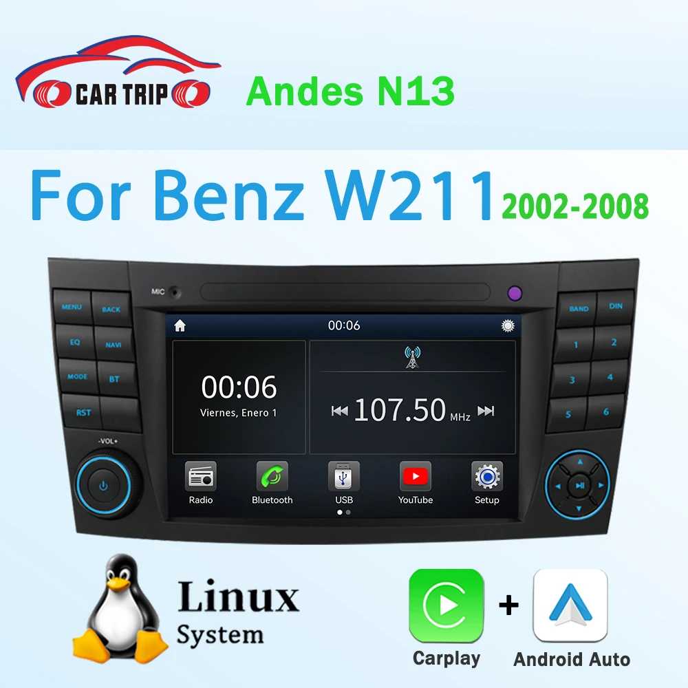 7''Linux Multimedia Player for Mercedes Benz E-class W211 E200 E220 E300 E350 E240 E280 CLS CLASS W219 with CarPlay Android Auto