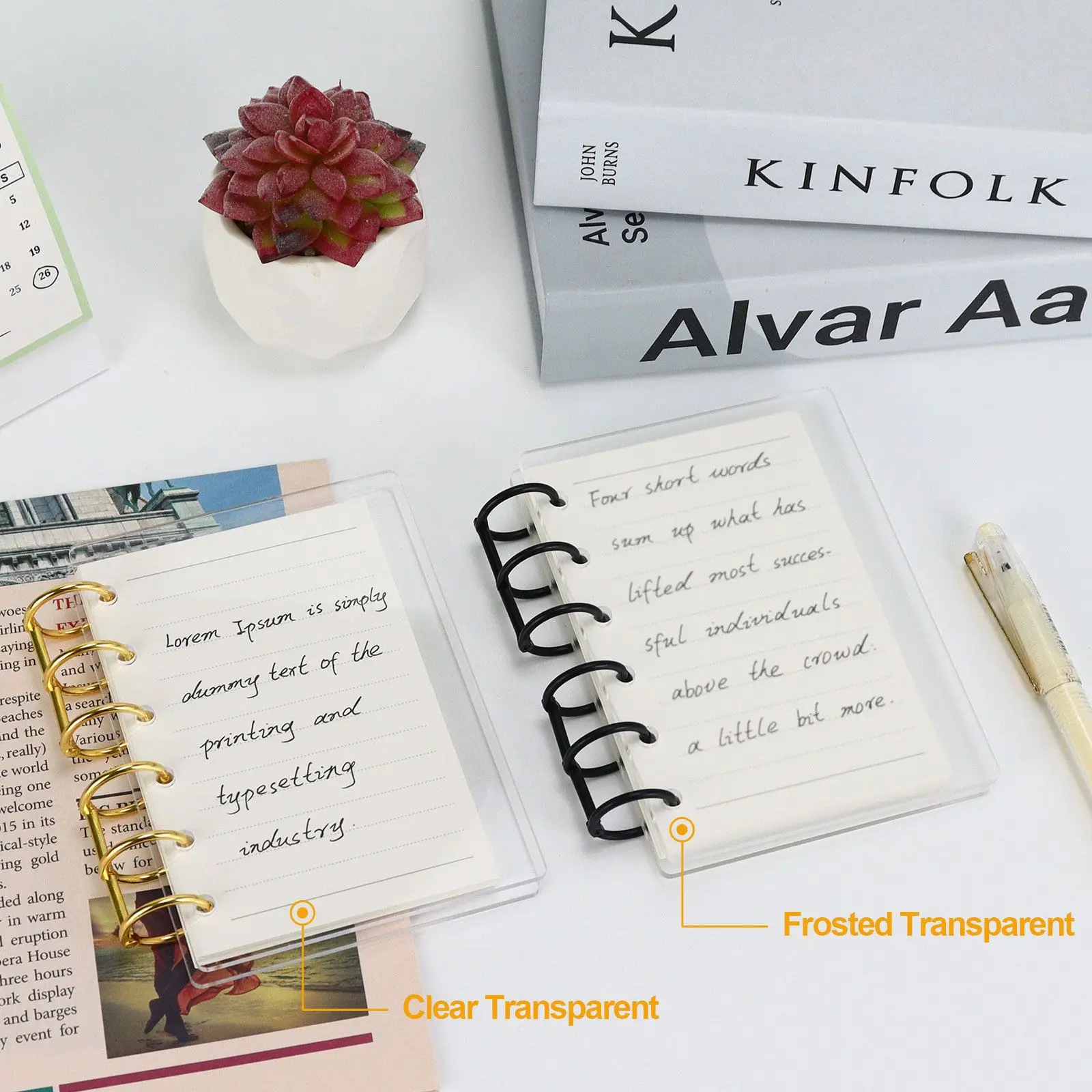 A7 transparent twill binder acrylic transparent shell 6-hole detachable shell notebook coil binder replacement core