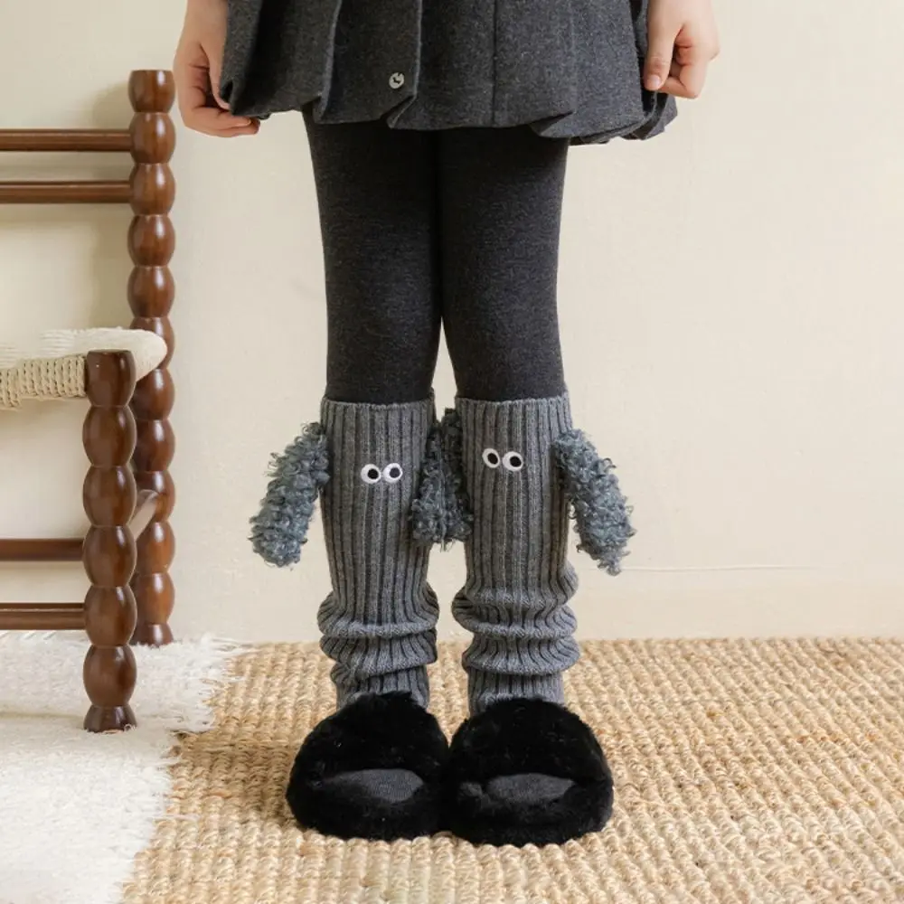 Retro Puppy Kids Leg Warmers Solid Color Thickened Lolita Long Socks Knitted Keep Warm Mid-Calf Sock Autumn Winter