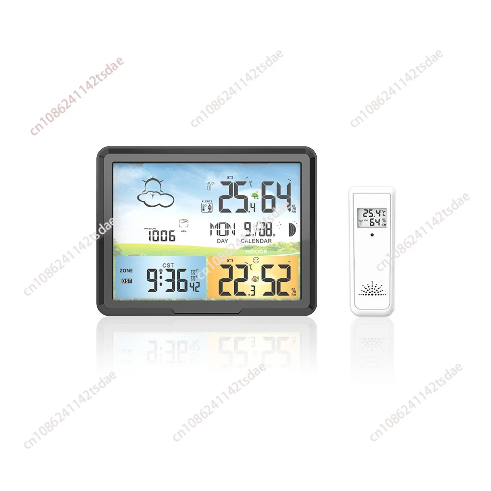 

Color screen weather clock, radio clock, indoor and outdoor temperature and humidity electronic clock