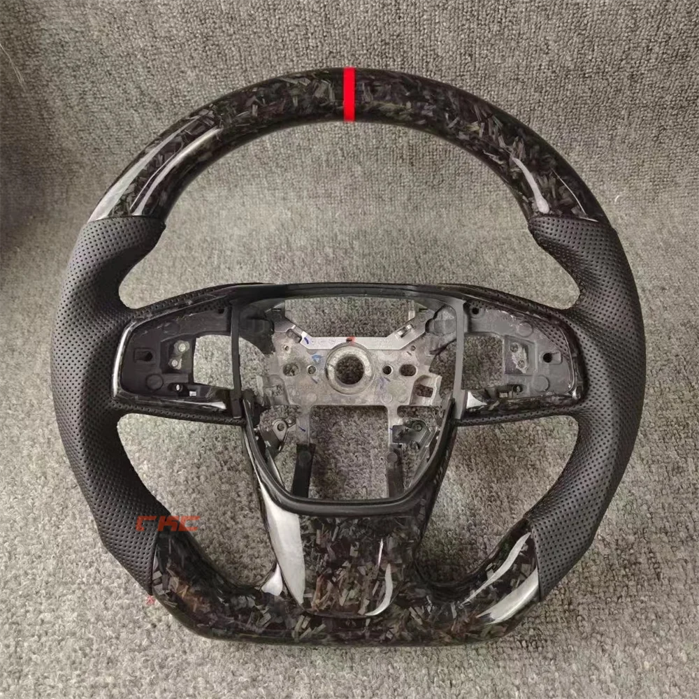 

Customized black Forged Carbon Fiber Perforated Leather steering wheel For HONDA civic 10th 2016 2017 2018 2019 2020 2021