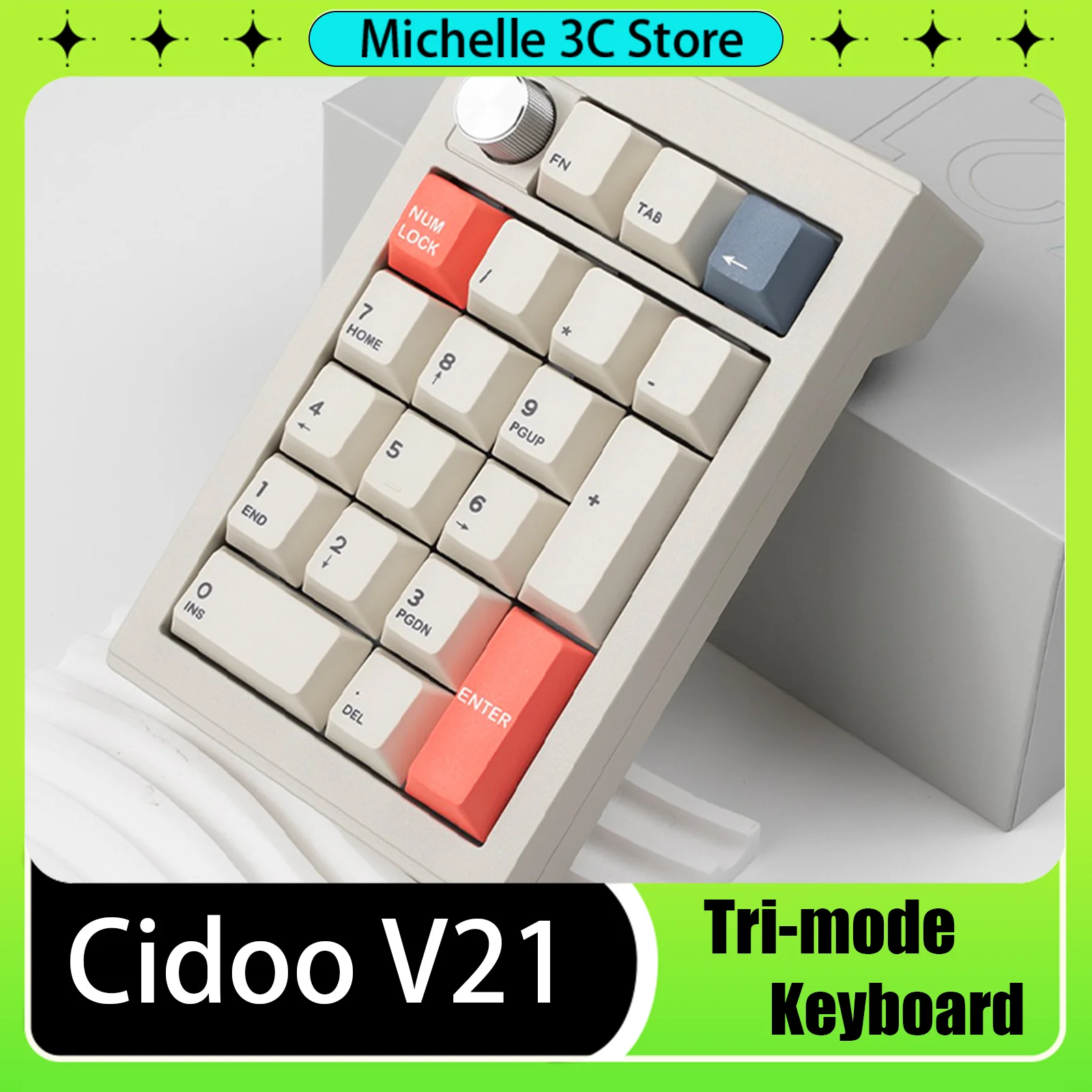 

Cidoo V21 Wireless Keyboard 21keys Tri-Mode Wired Hot Swap Bluetooth Mechanical Keyboard Computer Peripherals for Laptop Gifts